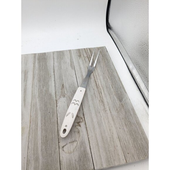 Vintage Flint Arrowhead Stainless Meat Utility Turning Fork 9 1/2" Wheat Handle - Picture 1 of 8